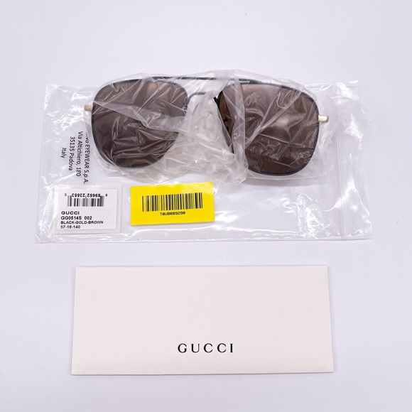 NEW GUCCI GG0514S 002 UNISEX BLAXK BROWN AVIATOR SUNGLASSES GUCCI - Picture 14 of 15